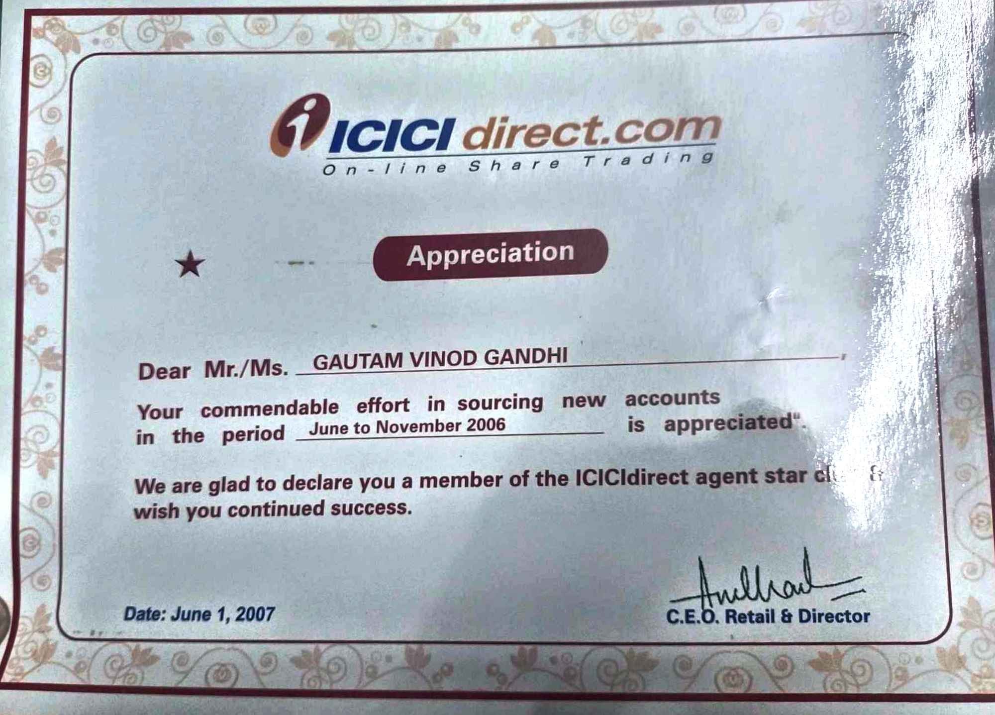 Certificate of Appreciated