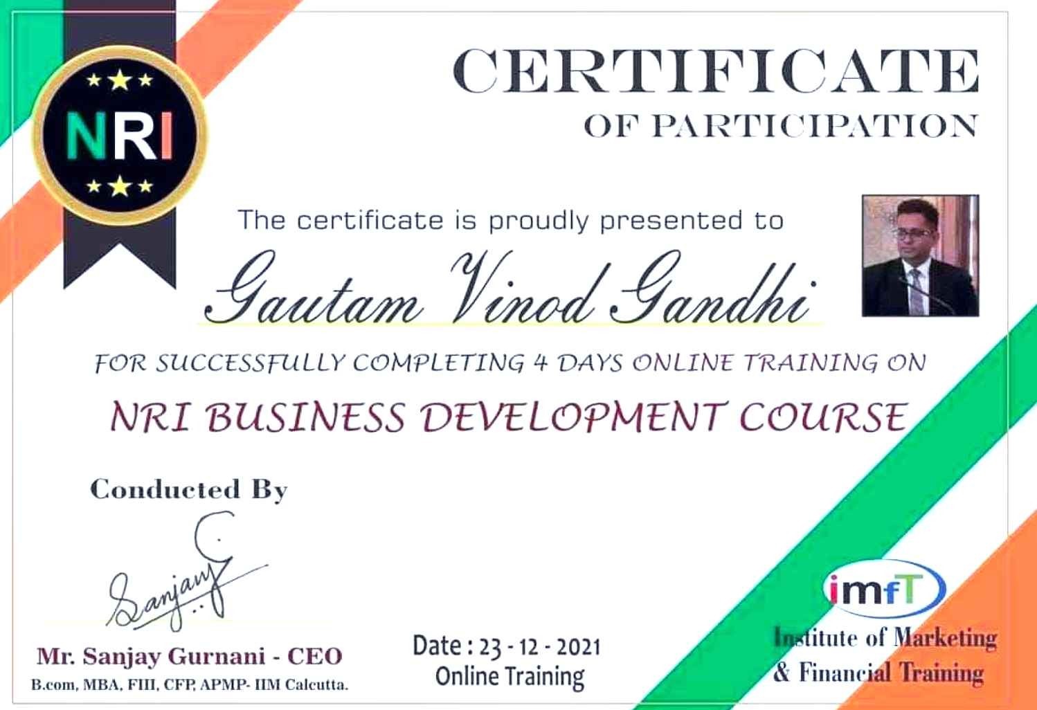 NRI Business development Course